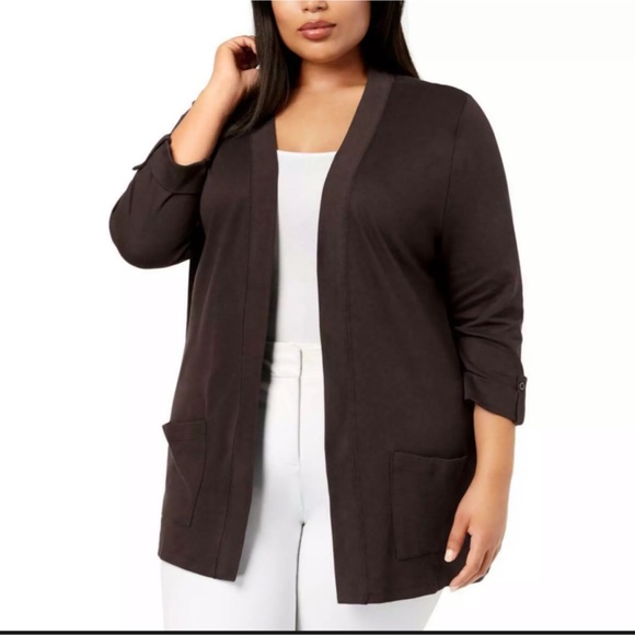 Karen Scott | Sweaters | X 2x Dark Brown Knit Open Front Cardigan Plus |  Poshmark